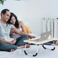 thumbnail image 3 of Laptop Bed Desk Tray Bed Table, Foldable Portable Lap Desk Notebook Stand Reading Holder with Storage Drawer and Cup Holder for Eating Breakfast on Bed/Couch/Sofa-White Oak, 3 of 7