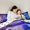 thumbnail image 6 of Feelyou Futuristic Game Controller Bedding Comforter Set for Kids, Purple Blue Honeycomb Twin Comforter Sets, Gaming Gamer Gamepad Reversible Bedding Set, Luxury Bedroom Decor, 2-Piece, 6 of 9