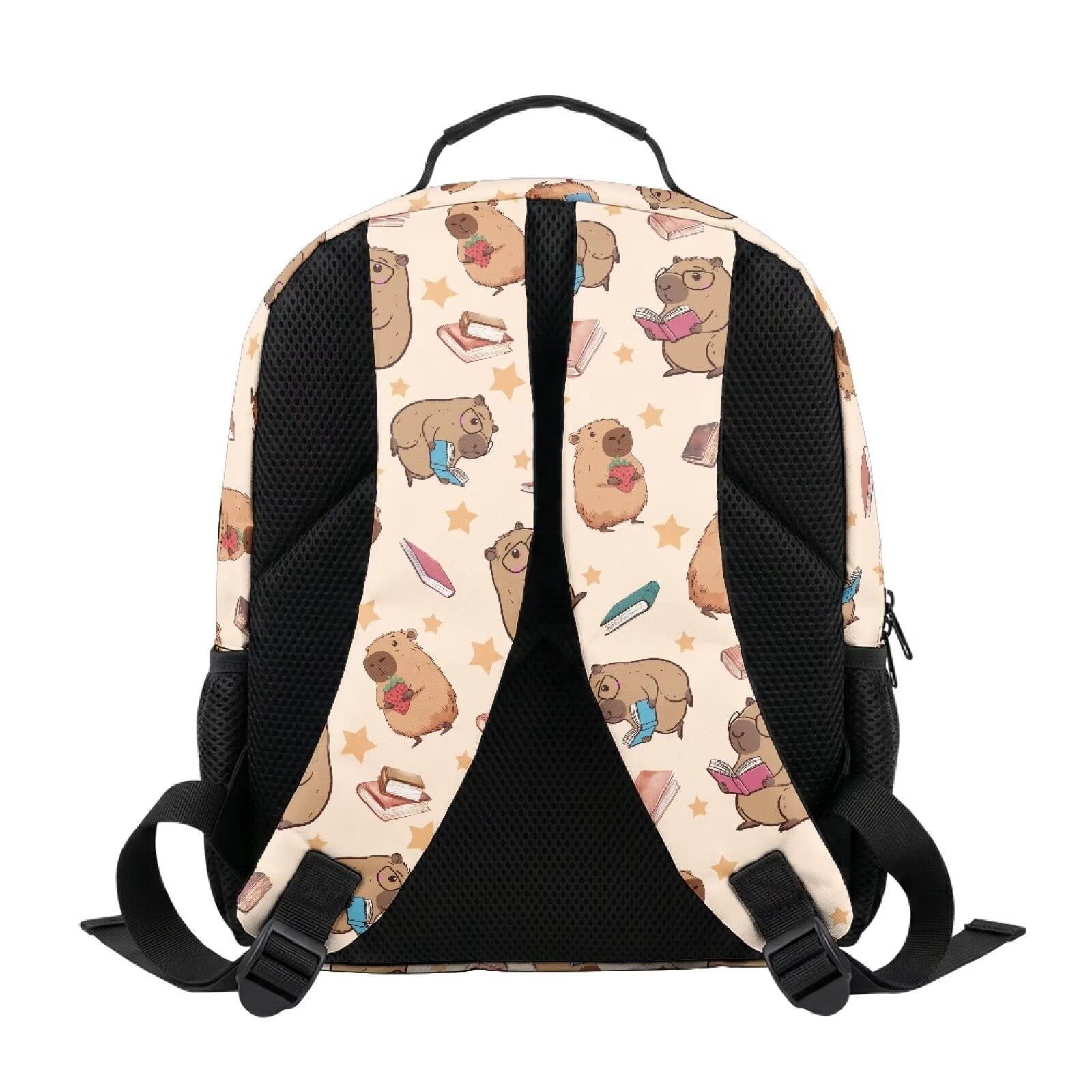 Pzuqiu Cute Capybara Print 13.5 Inch Preschool Backpack for Toddlers Kids Breathable School Bookbag with Adjustable Straps Multi Pockets Casual Daypack for Kindergarten