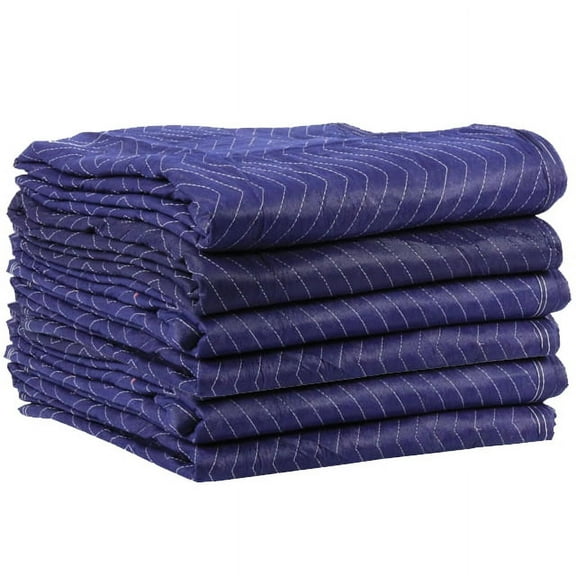 Moving Blankets (6-Pack) 72" x 80" - Econo Saver (21 lbs/6 blankets, Blue/Blue)