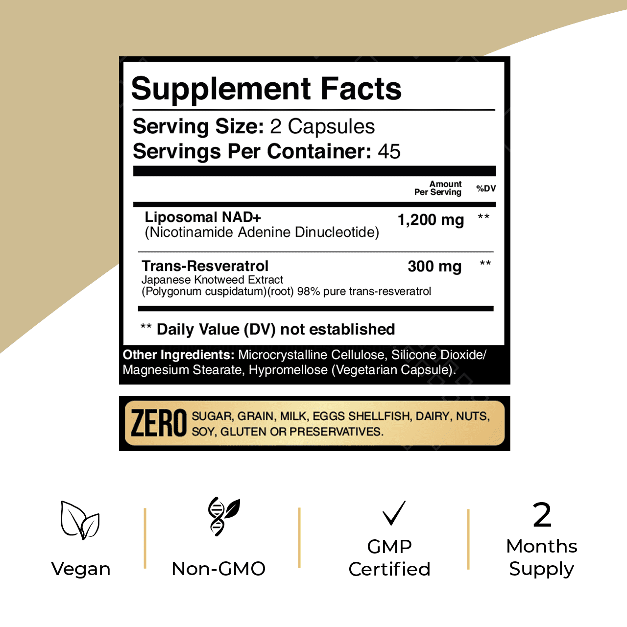 Gflow Vitamins NAD+ supplement (Nicotinamide Adenine Dinucleotide) with Resveratrol as 98% pure trans-resveratrol | Antioxidant Anti-Aging supplement made in the USA