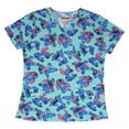 thumbnail image 4 of Disney Lilo & Stitch Women’s V-Neck Short Sleeve Scrub Top – Allover Print (S-3XL), 4 of 9