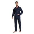 thumbnail image 3 of GLOBAL Men's 100% Cotton Long Sleeve Pajama Set, Breathable Lightweight Button Down Nightwear with Pants, S-3XL, 3 of 7