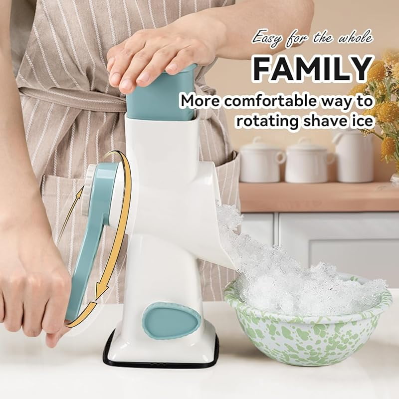 CZQ RotaryIce Shaver with Handle Manual Hand Crank Snow Cone Maker Machine Qucik Shaved Ice Maker with Suction Feet, All Ice Cubes Fitted.Premium Portable Ice Crusher and Shaved Ice Machine.