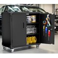 thumbnail image 2 of Historyli Metal Storage Cabinet with Wheels,Lockable Garage Cabinet with 2 Adjustable Shelves and Locks & 4 Wheels Rolling Tool Storage for Garage,Warehouse,Black, 2 of 9