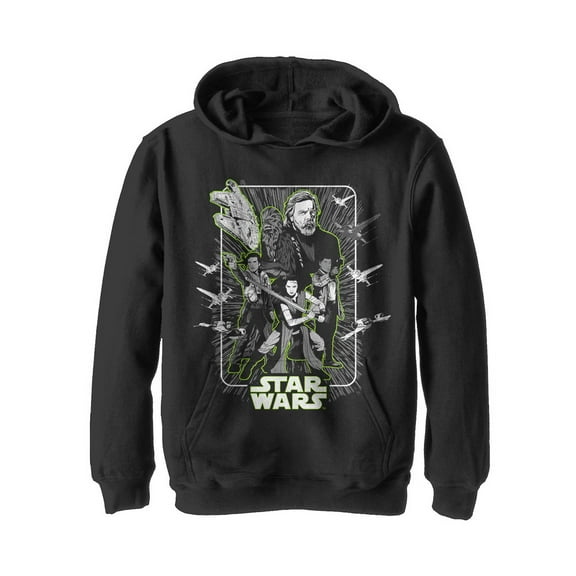 Boy's Star Wars The Last Jedi Rebel Frame  Pull Over Hoodie Black Small