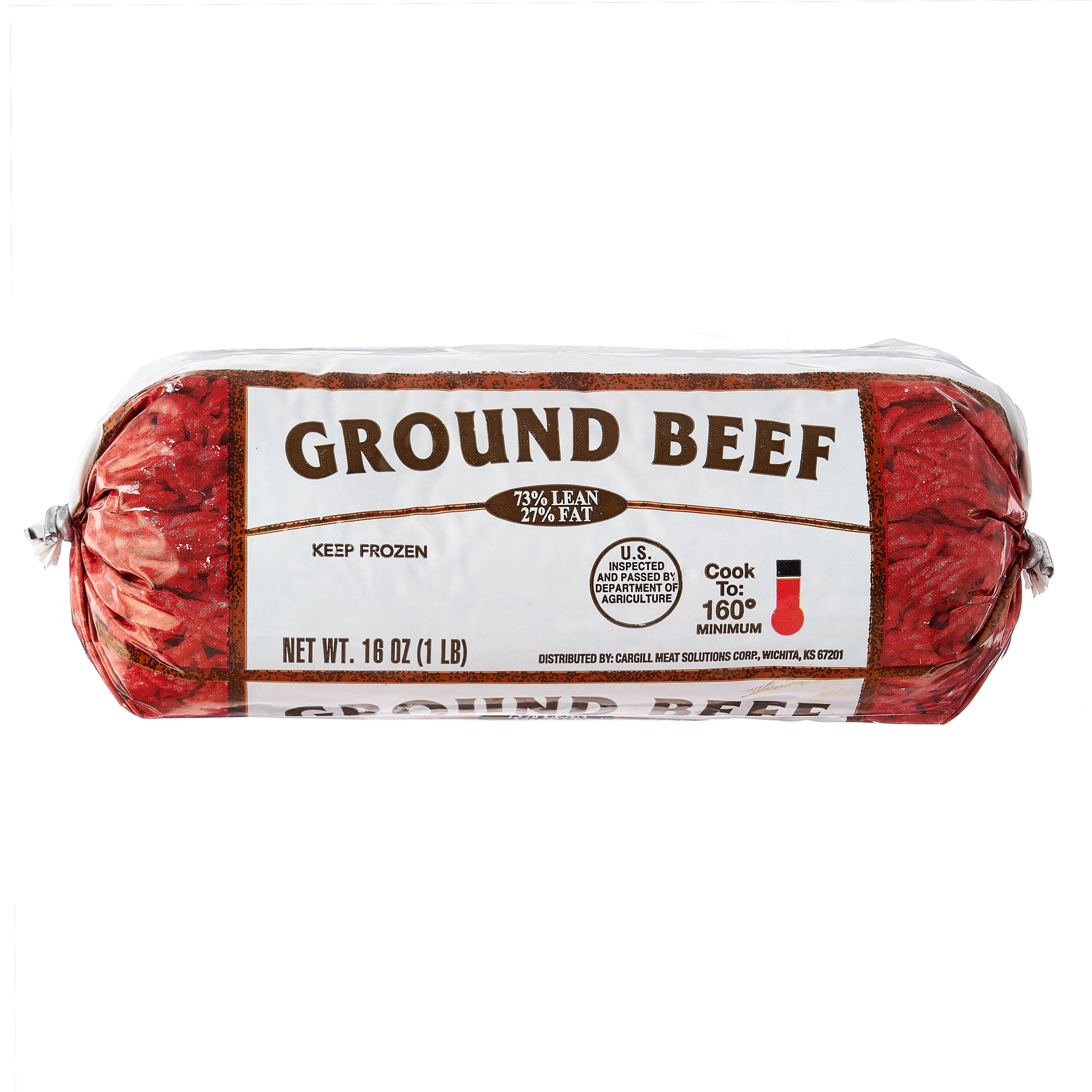 73% Lean/27% Fat Ground Beef Roll, 1lb (Frozen)