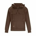 thumbnail image 3 of MHFRRA Sudadera con Capucha Informal, Chaqueta Cálida con Forro y Bolsillo Frontal para Uso Diario Al Aire Libre, Otoño E Invierno Café, 3 of 6