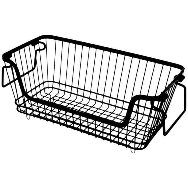 Cesta de almacenamiento de alambre de metal, cesta organizadora para baño, organizador de refrigerios con asas