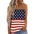 thumbnail image 1 of VISgogo Tops de tubo de verano para mujer, sin tirantes, color sólido/rayas/estampado de bandera, camisetas sin mangas elásticas con bandeau VISgogo moda, 1 of 9