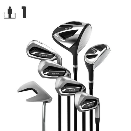 Inesis 100, 7 Piece Adult Golf Club Set, Left Handed, Size 1 Ground to Wrist Measurement Under 30.9", Graphite