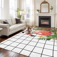 thumbnail image 2 of Flamingo Area Rugs 6'x9', Washable Small Throw Rugs for Kitchen Dining room, Summer Botanical Flowers Tropical Leaves Plaid Indoor Outdoor Rug Non-Slip Low Pile Carpet Runner Reversible Floor Mats, 2 of 8