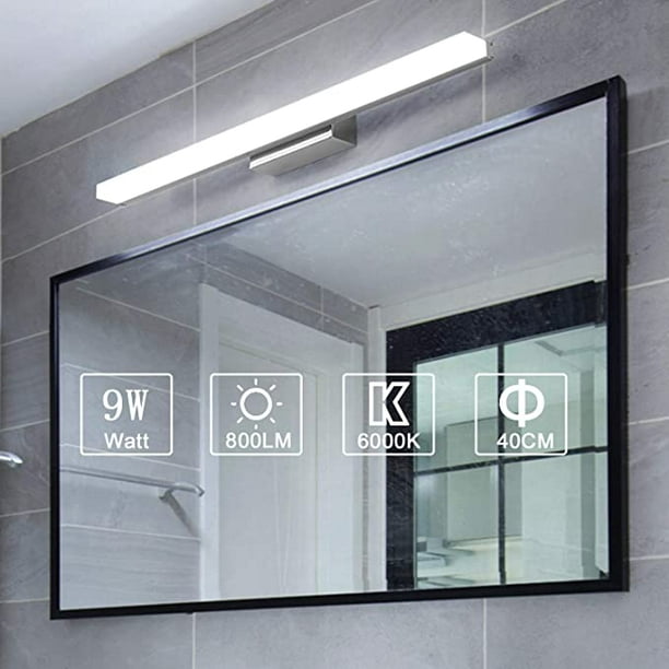 Miroir lampe LED applique salle de bains 9w blanc froid 6000k salle de bains  moderne luminaire salle de bains éclairage 800lm 40cm non dimmable 