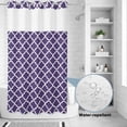 thumbnail image 4 of No Hook Shower Curtain with Built-in Rings - Purple White Geometric Washable Waterproof Fabric Bathroom Curtains for Hotel,Rentals, Stall 54 X 78 Inch , Minimalist Morocco Pattern, 4 of 9