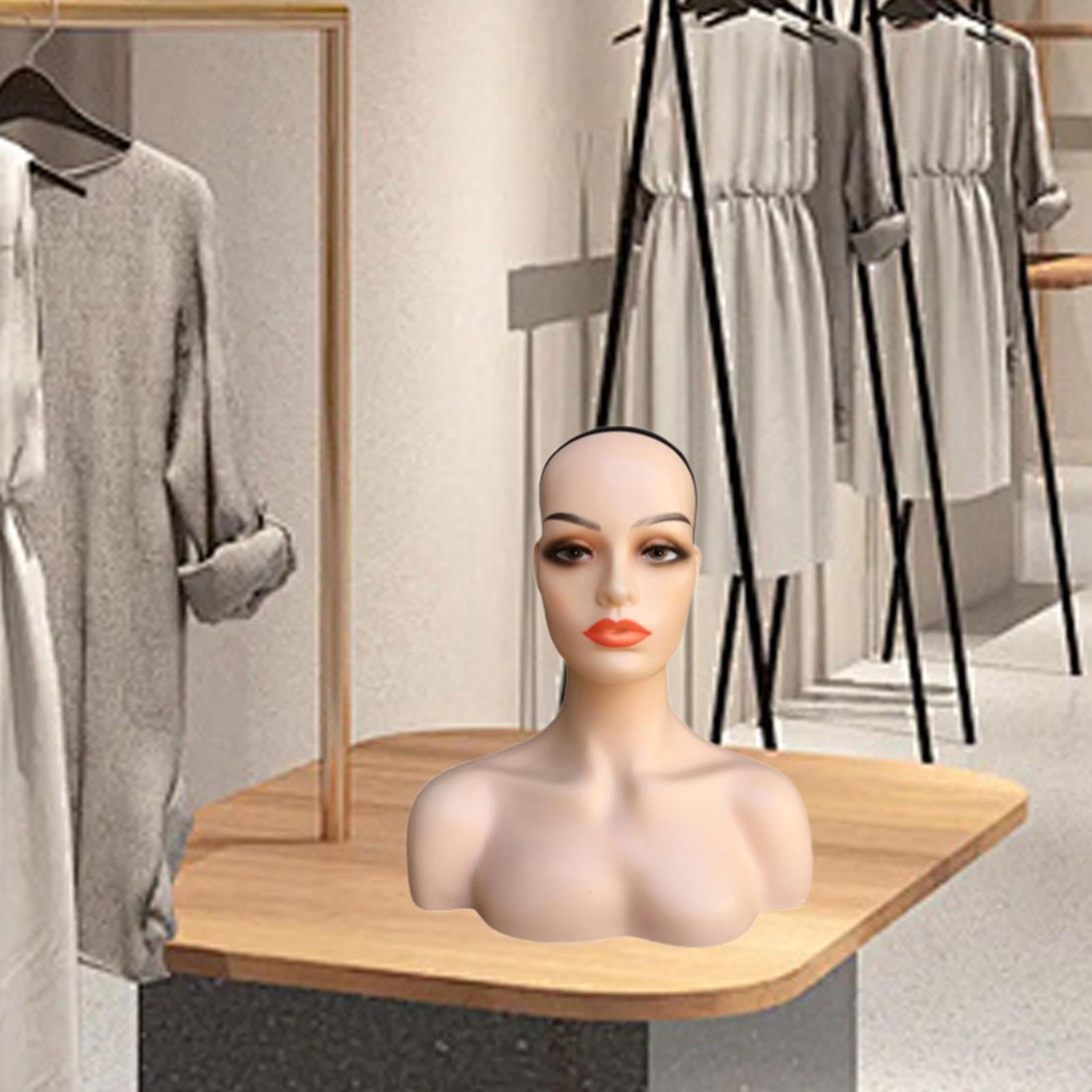 Serenable Female Mannequin Head Manikin Head Circumference 53cm Showing Stand Holder for Earrings Display Home Salon D