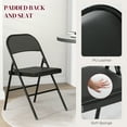 thumbnail image 4 of HOMCOM Metal Folding Chairs with PU Leather Cushion Foldable Chairs Black, 4 of 10