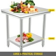 thumbnail image 4 of VEVOR Stainless Steel Work Table 35 x 24 x 31 inch Commercial Kitchen Prep & Work Table Heavy Duty Prep Worktable Metal Work Table with Adjustable Feet for Restaurant, Home and Hotel, 4 of 9