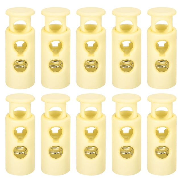 Unique Bargains 30Pack 4mm Cord Lock Plastic Double Hole Spring Toggle Stoppers, Beige