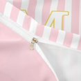 thumbnail image 4 of meiyoeat Pink Stripe Gold M Initial Twin Duvet Cover, Classic Monogram Initial Twin Bedding for Boys Girls, Pink Reversible, 2pcs, 1 Duvet Cover and 1 Pillowcase, 4 of 6