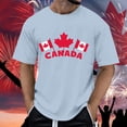 thumbnail image 2 of T Shirt Men Summer Short Sleeve Breathable Comfortable Maple Leaf Flag Pattern Mens Shirts Light Blue L, 2 of 4