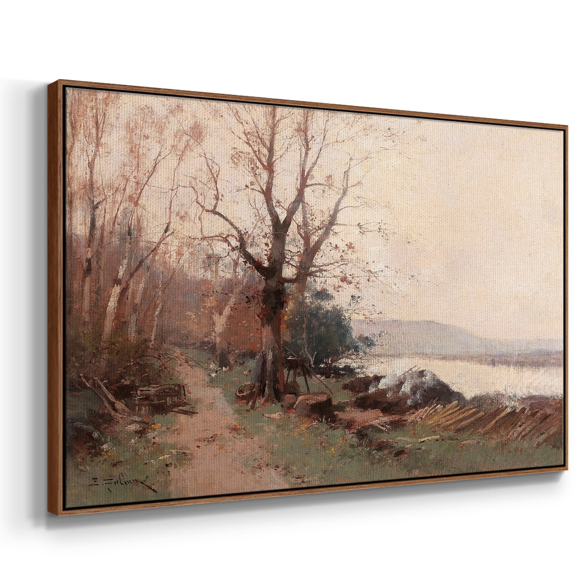Vintage Landscape-CCCLVIII By Wexford Home Framed in Walnut Wood Gallery Wrapped Canvas 27 in. x 41 in.