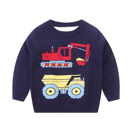 

Toddler Boys Girls Long Sleeve Cartoon Prints Sweater T Shirt Tops T Shirts for Baby Boys Girls