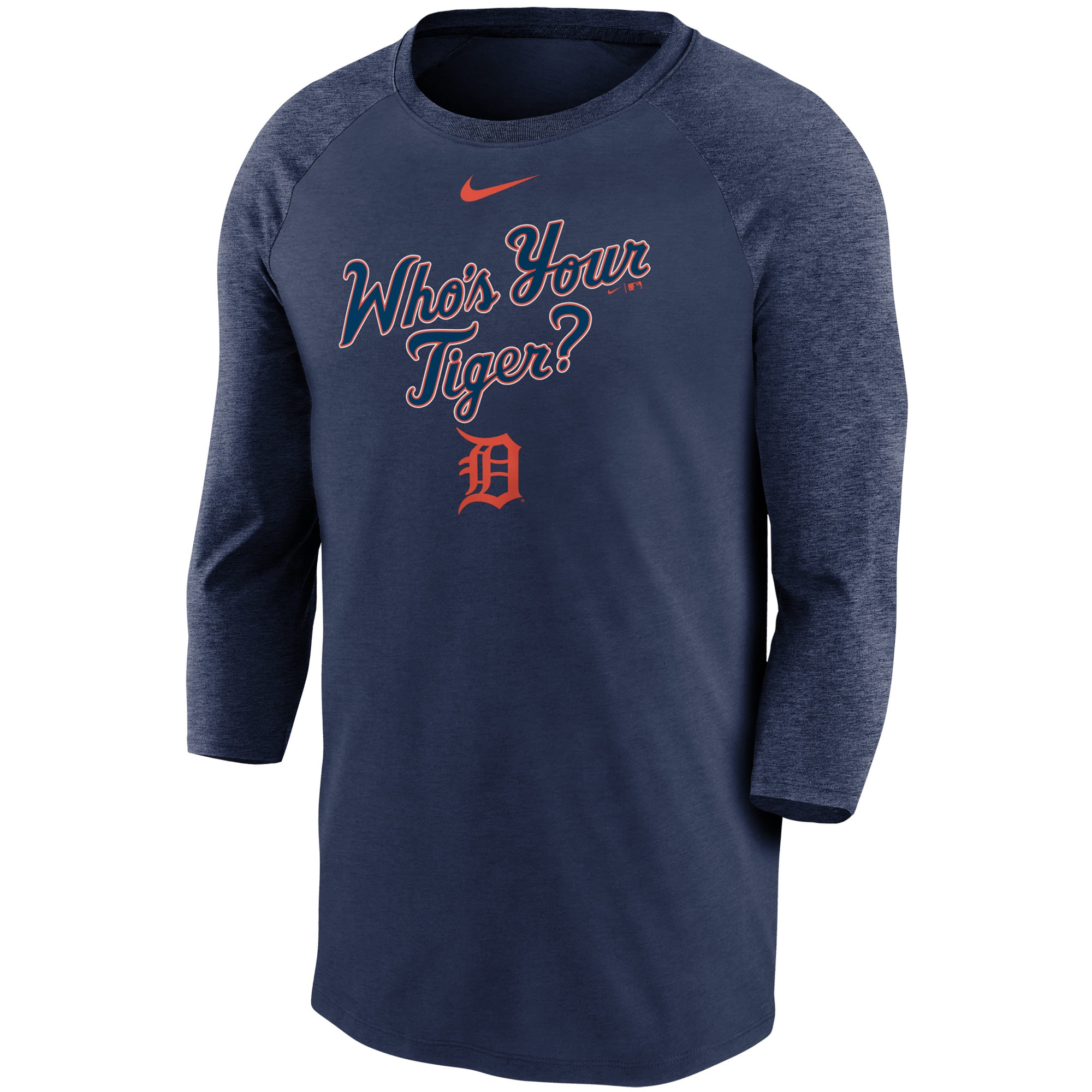 Men's Nike Navy Detroit Tigers Local Phrase Tri-Blend 3/4-Sleeve Raglan T-Shirt - image 2 of 3