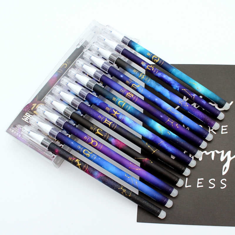 12Pcs Magic Pen Erasable Gel Pen 0.5 Mm Tip Blue Refill Stationery Writing Pens 