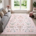 thumbnail image 5 of Lahome Decor 5'x7' Area Rug, Floral Washable Rugs for Living Room, Non Slip Soft Ultra-Thin Indoor Decor Elegant Carpet Vintage Flower Rug Indoor for Bedroom Dining Room Pink, 5 of 11