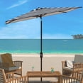 thumbnail image 2 of SAFAVIEH Outdoor Collection Iris Line 6.5 x 10-Foot Rectangle Umbrella Navy/White, 2 of 6
