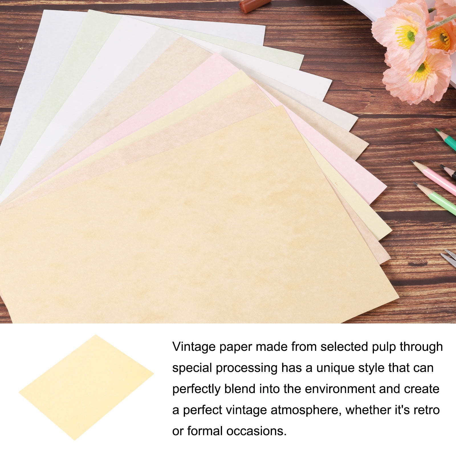 Uxcell Parchment Paper Aged Look Stationery Vintage Paper Sheet for Certificate Invitation Envelope Grey Yellow 8.5 x 11 Inch