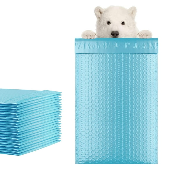 Light Blue Poly Bubble Mailers, Waterproof Self Seal, 200 Count, 5 x 9 in