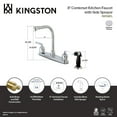 thumbnail image 3 of Kingston FB751EFL Centurion Two-Handle 4-Hole 8" Centerset Kitchen Faucet with Side Sprayer in Polished Chrome, 3 of 5