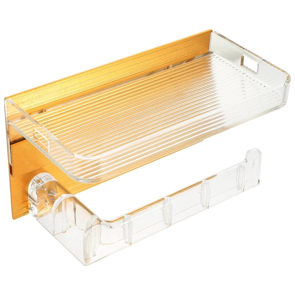 unbranded Flusher Acrylic Roll Holder Toilet Paper Holder with Shelf for Glasses 18X9X10CM