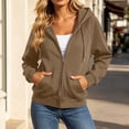 thumbnail image 4 of CHGBMOK Women's Fall Hoodies Raglan Sleeve Fleece Sweatshirt Long Sleeve Zip Front Casual Jacket with Pockets, 4 of 9