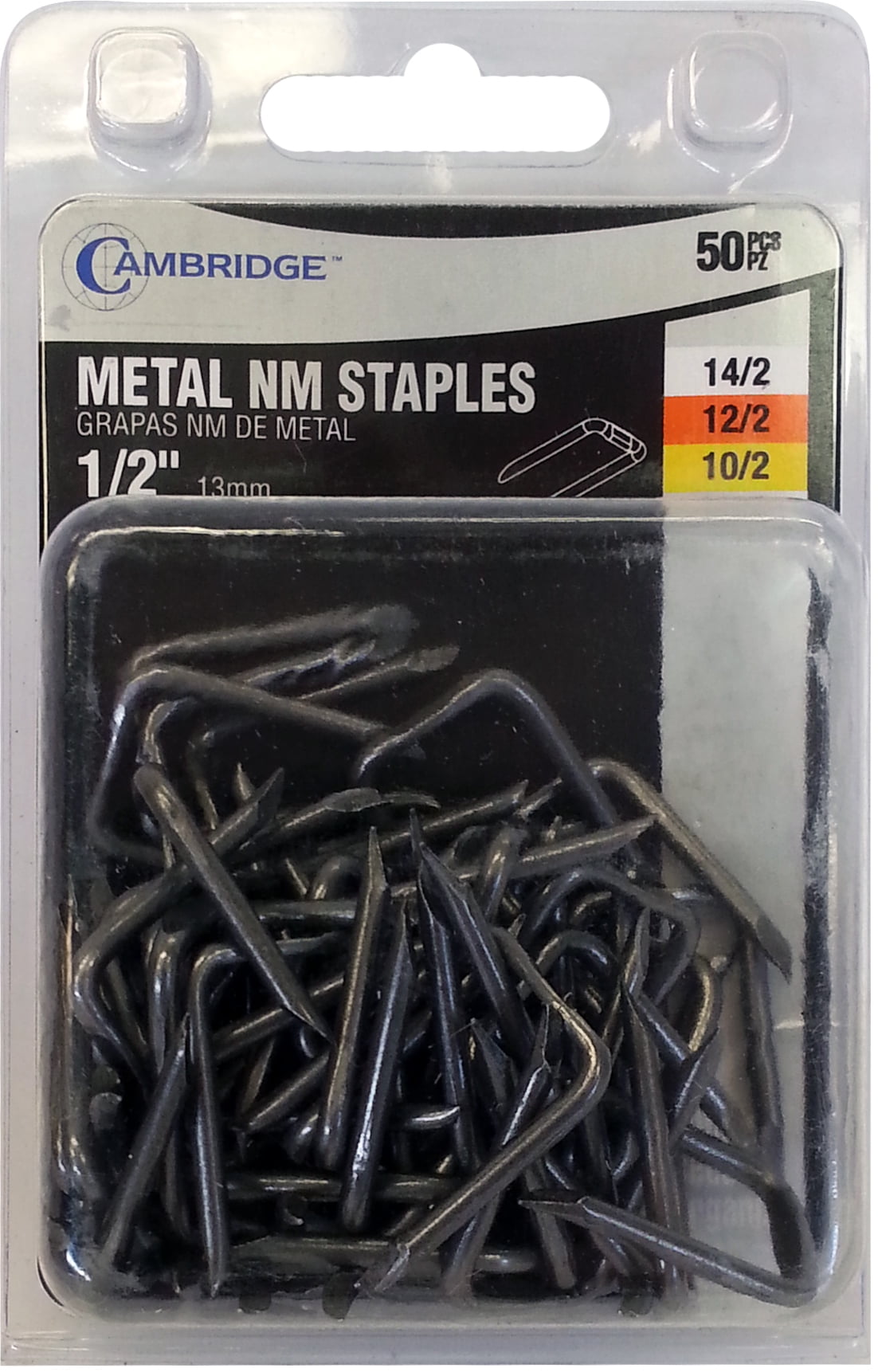 Cambridge Metal Cable Staples 1/2 Inch for Non Metallic (NM) Cable Fits 14/2 12/2 and 10/2 AWG