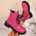 thumbnail image 2 of Willtoo Women's Platform Combat Boots Stylish Fashion Lace-Up Ankle Short Bootie Punk Motorcycle Leather Boots for Fall Winter, 2 of 6