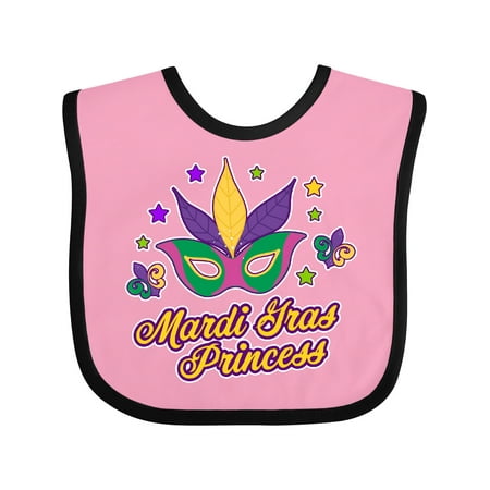 

Inktastic Mardi Gras Princess with Mask and Stars Girls Baby Bib