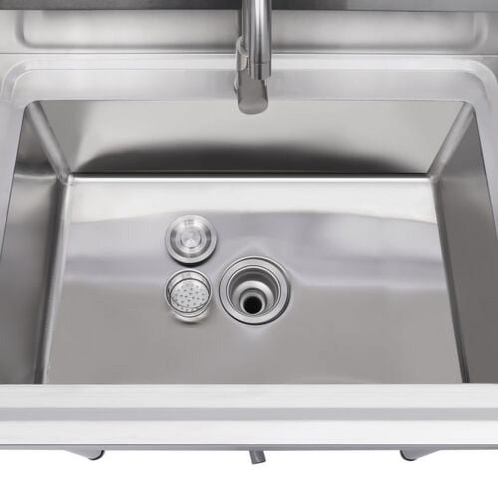 Commercial Utility Prep Sink Stainless Steel 1 Compartment w/Basins Backsplash