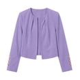 thumbnail image 6 of Ghalytn Women's Open Front Cropped Blazer with Gold Button Cuffs, Round Neck Long Sleeve Suit Jacket, 6 of 6