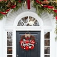 thumbnail image 6 of Christmas Wooden Welcome Door Sign Door Wreath with Simulated Leaf Bow Decoration Wreath, 6 of 8