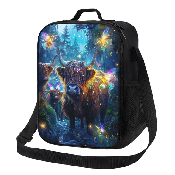Highland Cow Lunch Bag Reusable Lunch Box Insulated Tote Bag with Adjustable Shoulder Strap