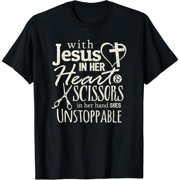 Hairdresser Shirt Jesus In Her Heart Funny hairstylist Women T-Shirt