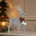 thumbnail image 4 of JeashCHAT Glitter Christmas Reindeer Figurines, Reindeer Sculpture with Knitted Scarf, Standing Deer Statues Tabletop Ornaments Christmas Decorations for Table Shelf Office Home Decor, 4 of 6