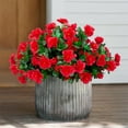 thumbnail image 4 of NOGIS 5 Bundles Artificial Outdoor Outside Flowers Plants Fake Silk Camellia Flowers UV Resistant Faux Flowers for Front Door Porch Patio Planter Balcony Garden Yard Home Decor (Red), 4 of 4