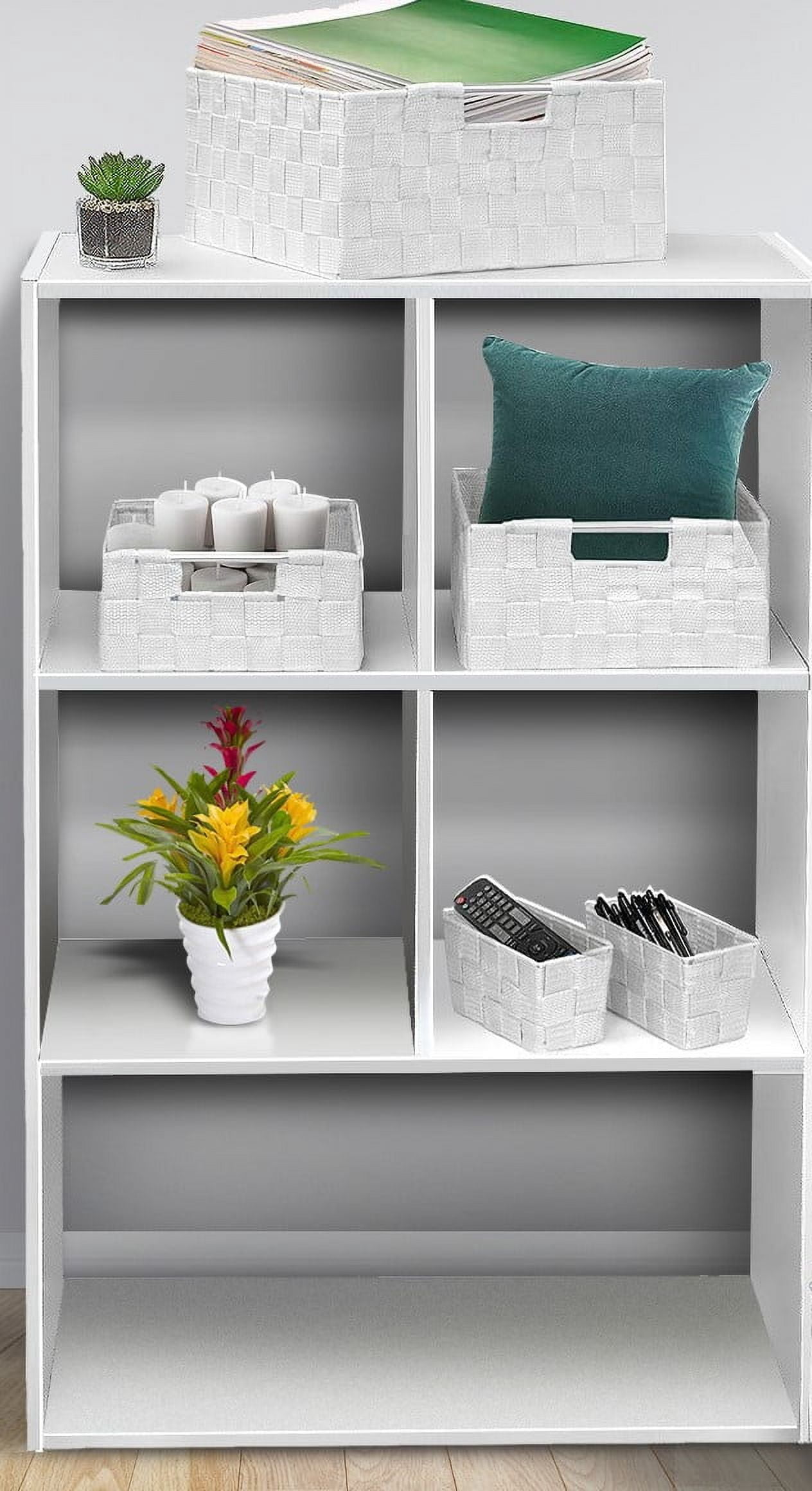 Decorative & Durable Fabric Storage Baskets, Shelf & Closet Organization - White