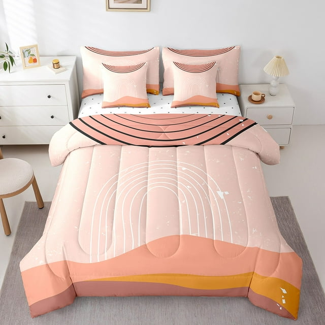 YST Ensemble de Douillette Esthétique Rose 7 Pcs, Format Grand Lit, Microfibre