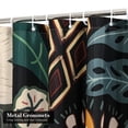 thumbnail image 3 of Cortina de ducha floral bohemia, cortinas de ducha de tela de hojas tropicales para decoración de baño elegante y elegante, abstracto moderno, 72x72, 3 of 5