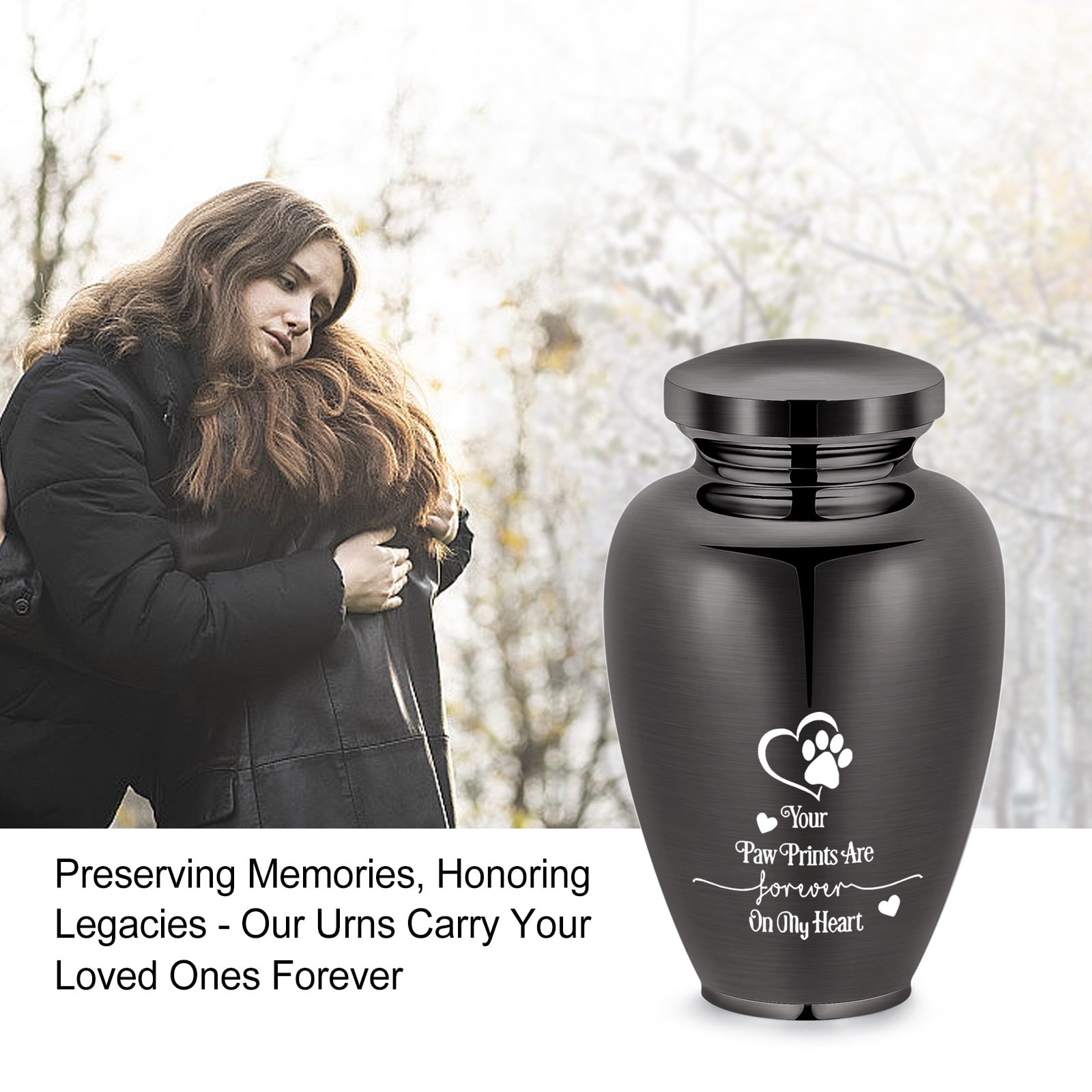 Personalize 14*24cm Your Paw Prints Are Forever in My Heart Stainless Steel Cremation Jewelry for Dog Cat Ashes Keepsake Pet Memory Urn Large Capacity