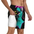 thumbnail image 3 of Balery Rex Dinosaur With Sunglasses Mens Swim Trunks Swim Shorts for Men Quick Dry Inseam Beach Shorts with Compression Liner Pocket-3X-Large, 3 of 9